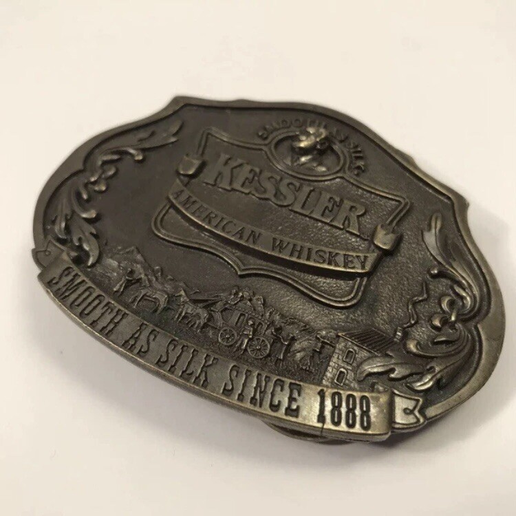 Vintage Kessler American Whiskey Western Brass Belt Buckle Limited Edition 1993