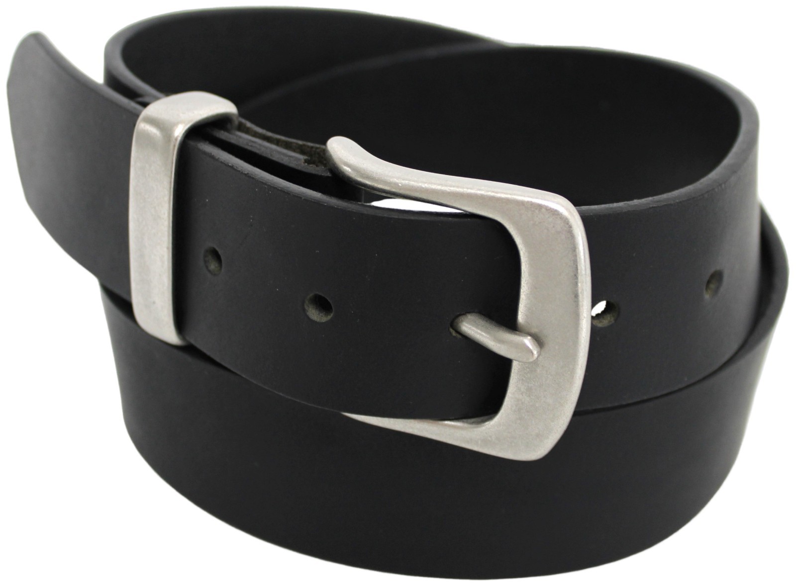 Solid Brass Buckle and Keeper Quality Full Grain Genuine Leather Belt 41004. BLK