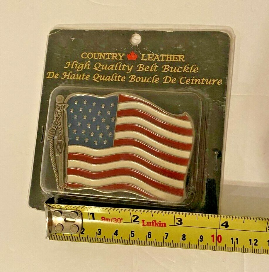 USA Flag Chrome Blue/White/Red American Belt Buckle