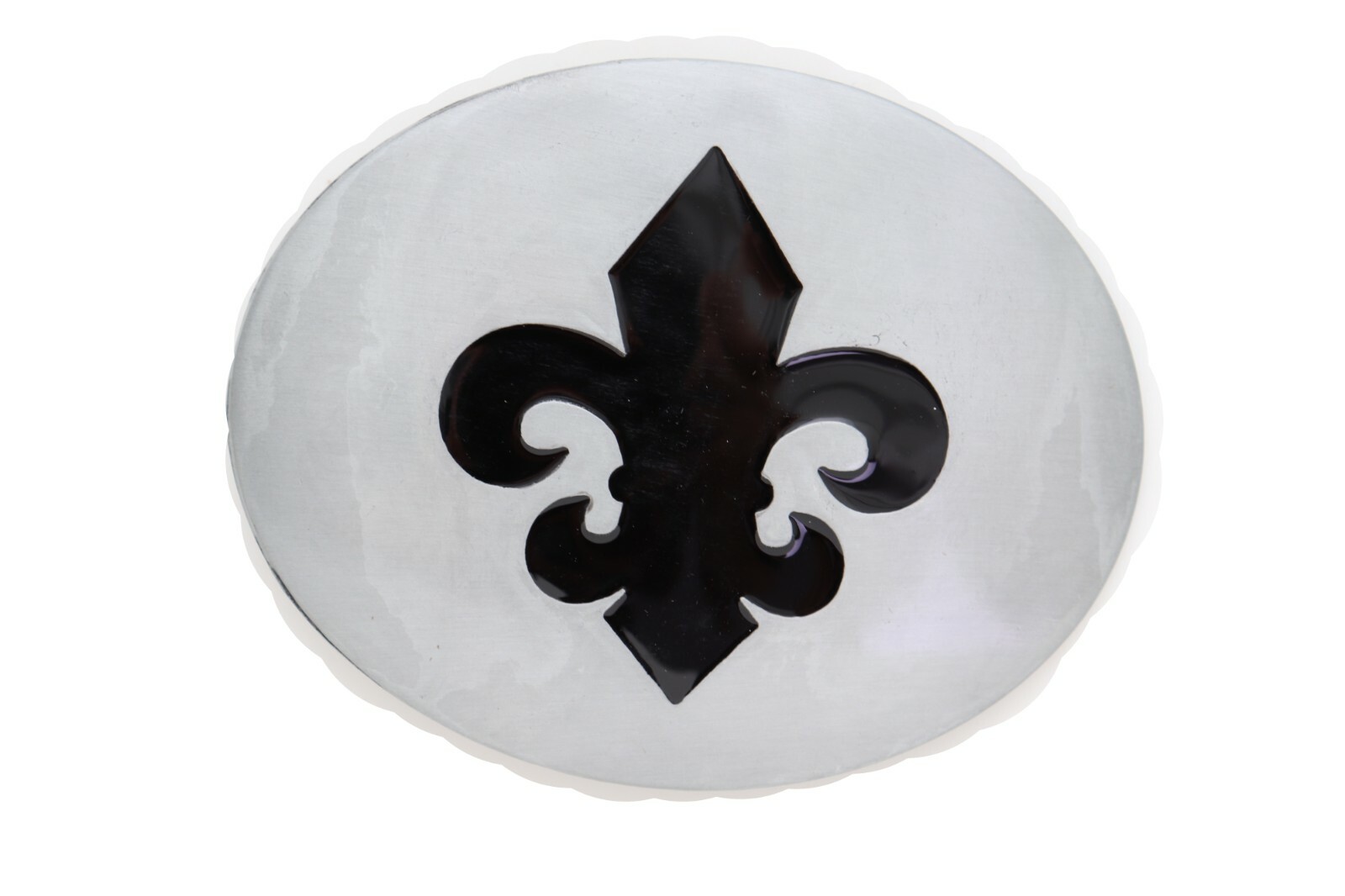 Men Women Casual Belt Buckle Silver Metal Western Biker Oval Shape Fleur De Lis