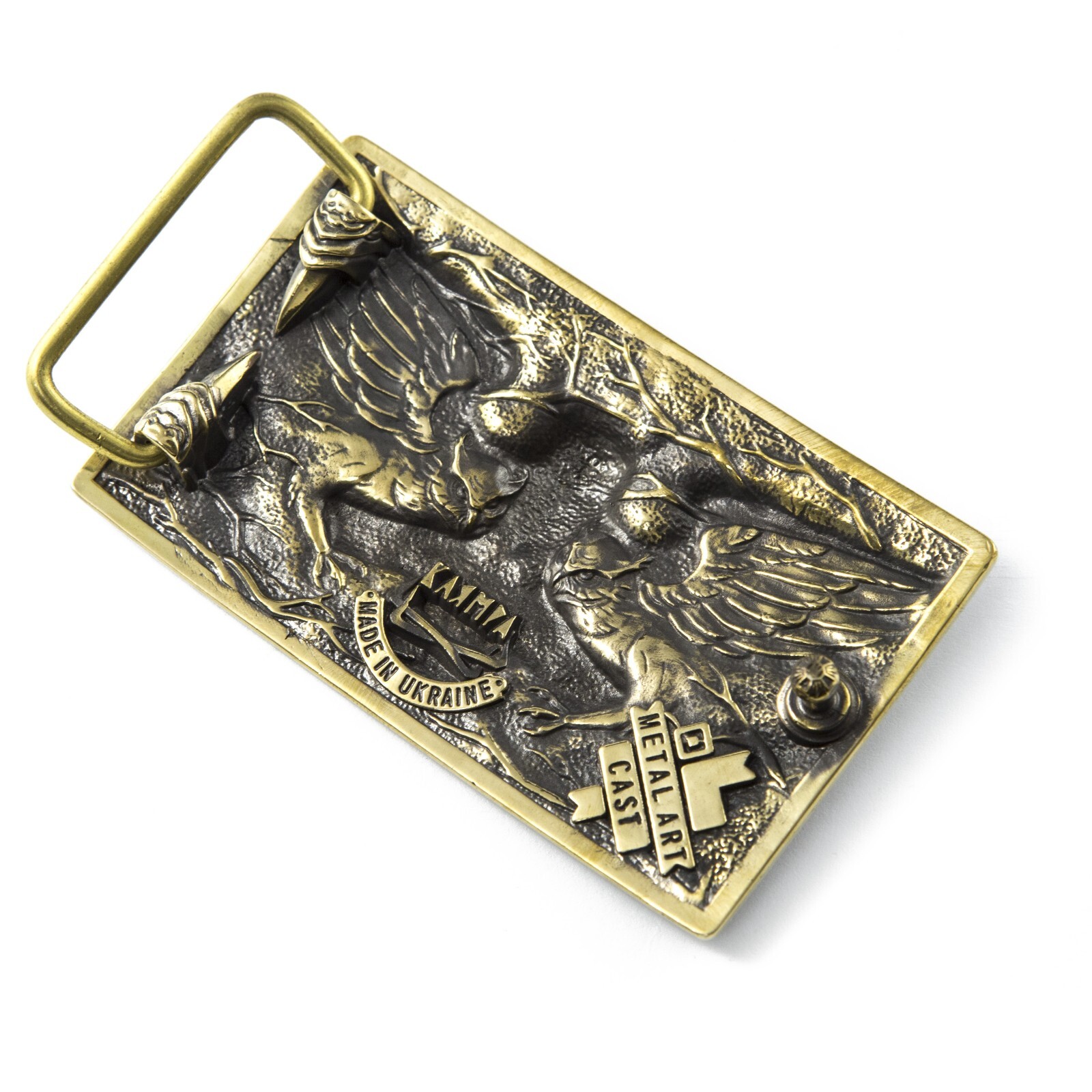 Fighting Owl belt buckle, Wild fighting bird Owl military solid brass belt buckl