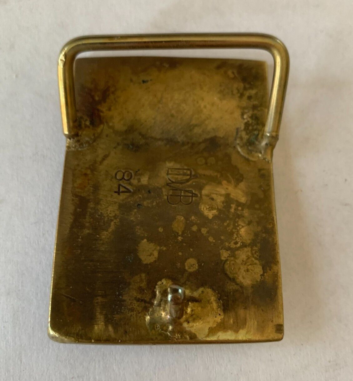1980&rsquo;s Artist Signed DMB Brass Copper, Silver Brutalist Studio Art BELT BUCKLE X