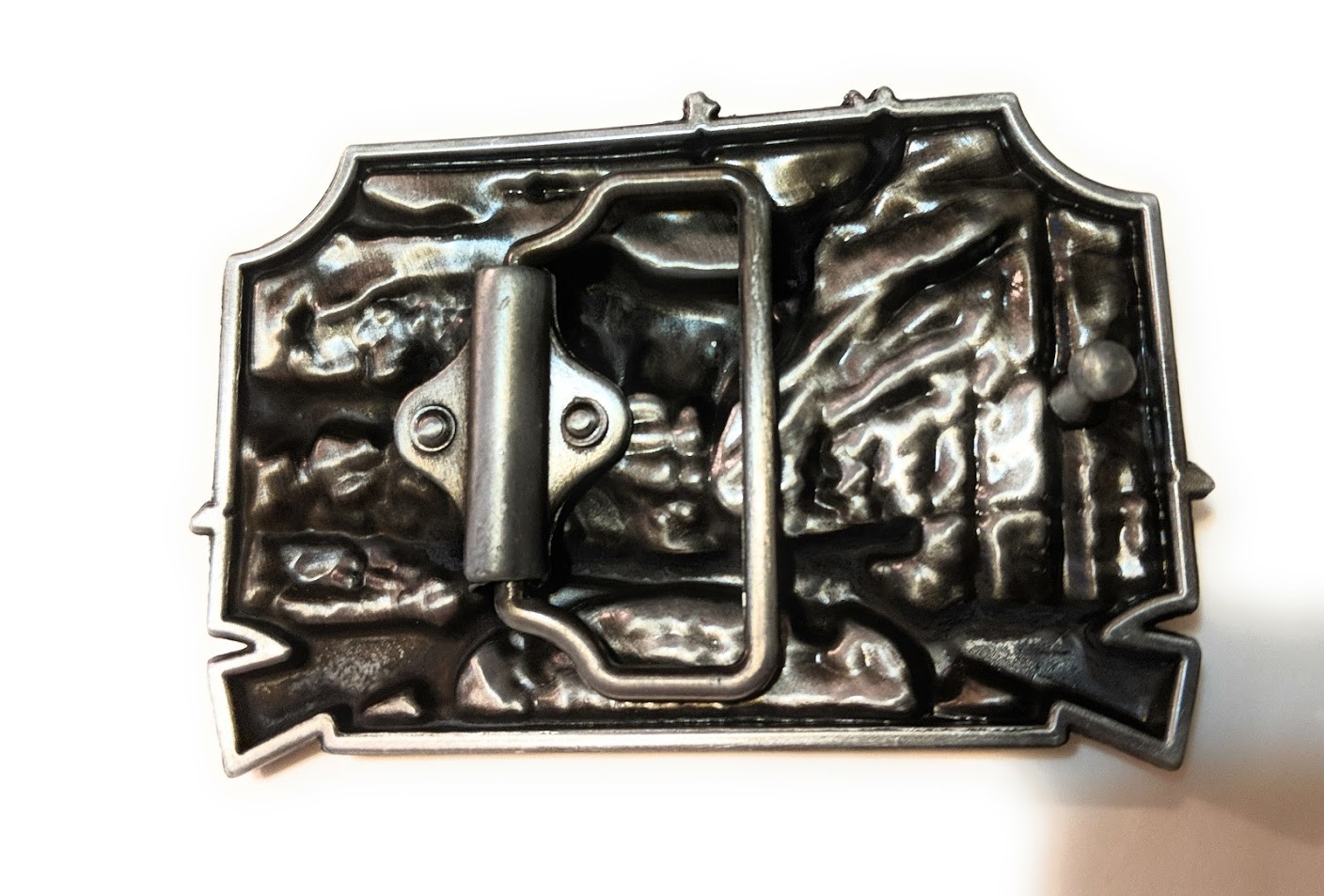 Deer Scenery rifles crossed Belt Buckle Antique silver BG Whitetail hunting USA