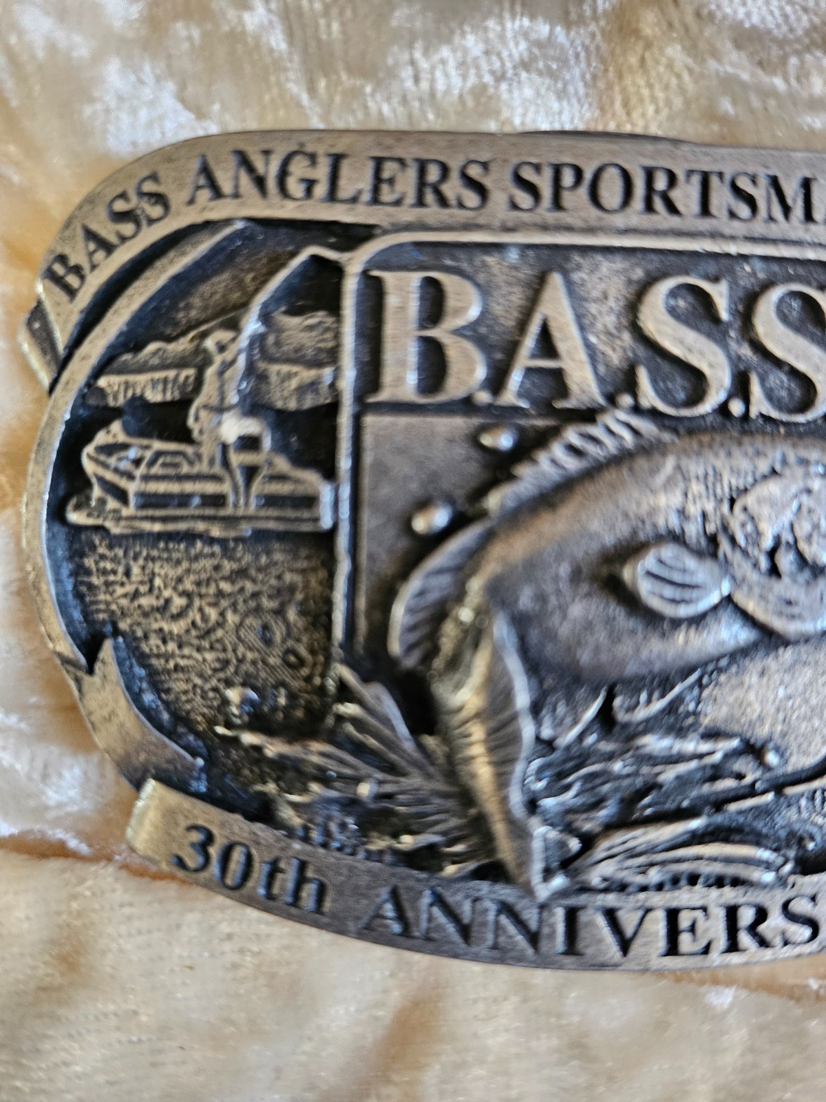 Bass Anglers Sportsman Society Vintage Belt Buckle Made In USA 30 Anniversary