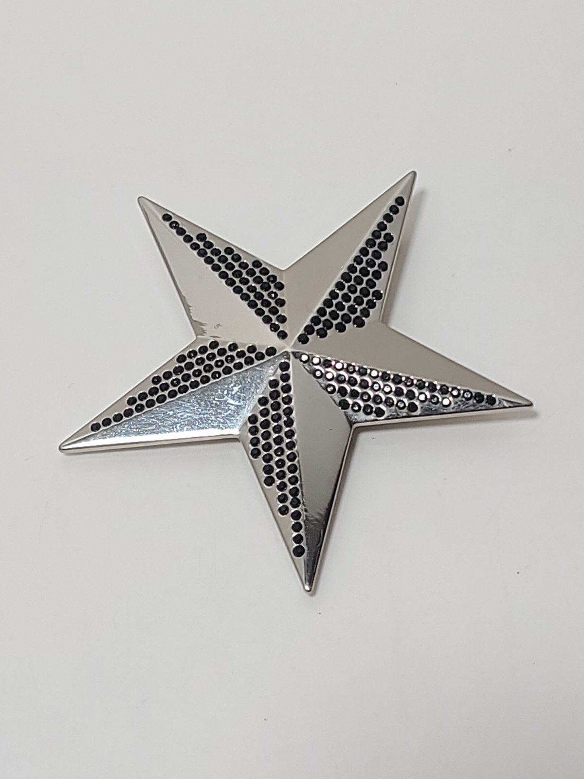 Silver With Black Sparkling Stones. Star Metal Fashion Belt Buckle