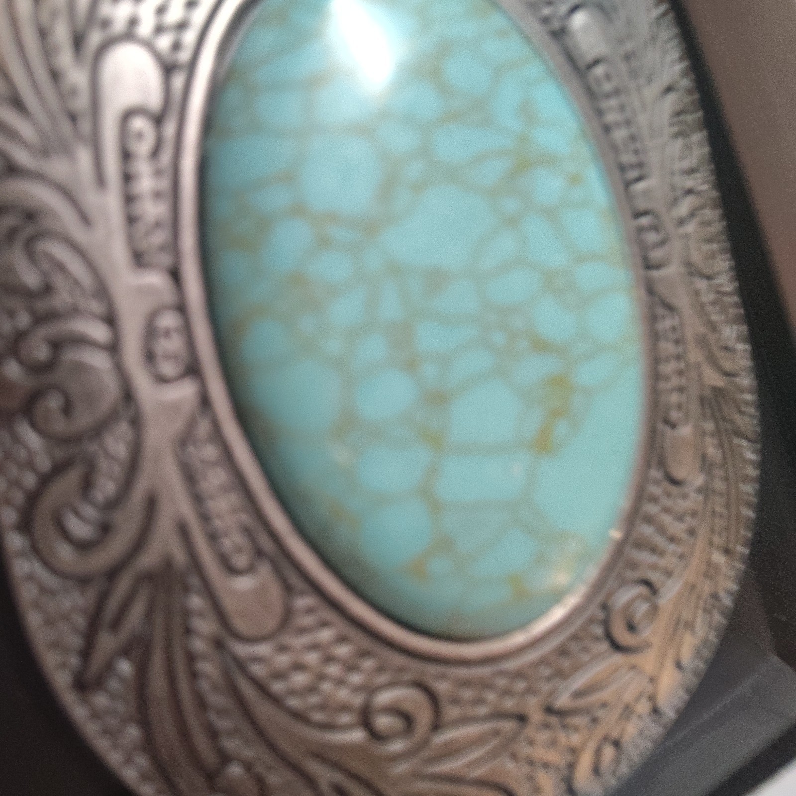 Blazin Roxx Western Belt Buckle Oval Turquoise Stone Silver 37902