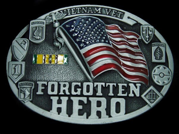 TB05118 *NOS* REALLY NICE **VIETNAM VET FORGOTTEN HERO** MILITARY BELT BUCKLE