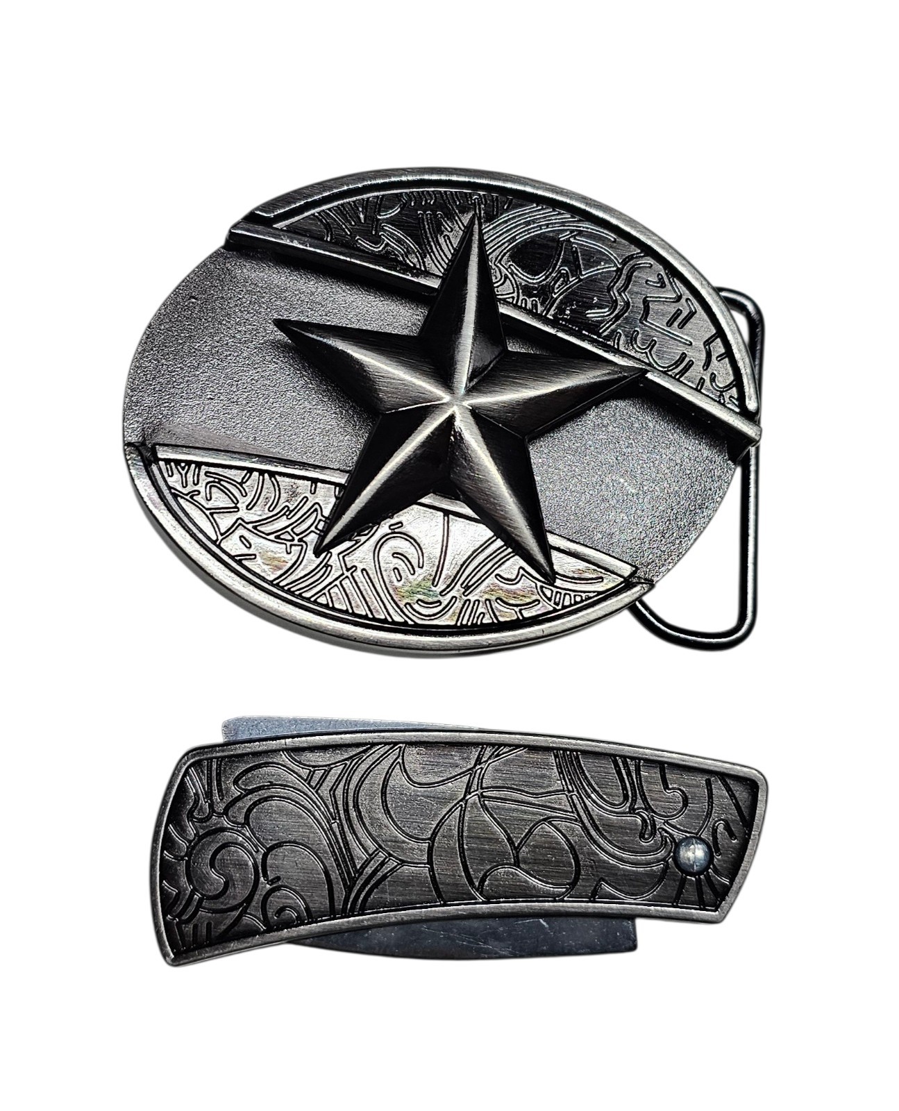 Western Star Zinc Alloy Oval Belt Buckle 2 in 1