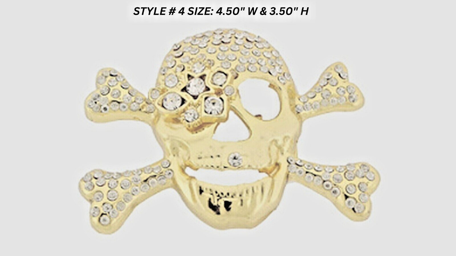 Skull Belt Buckle Crossbones Skeleton Gold Metal Bling Halloween Pirate Costume
