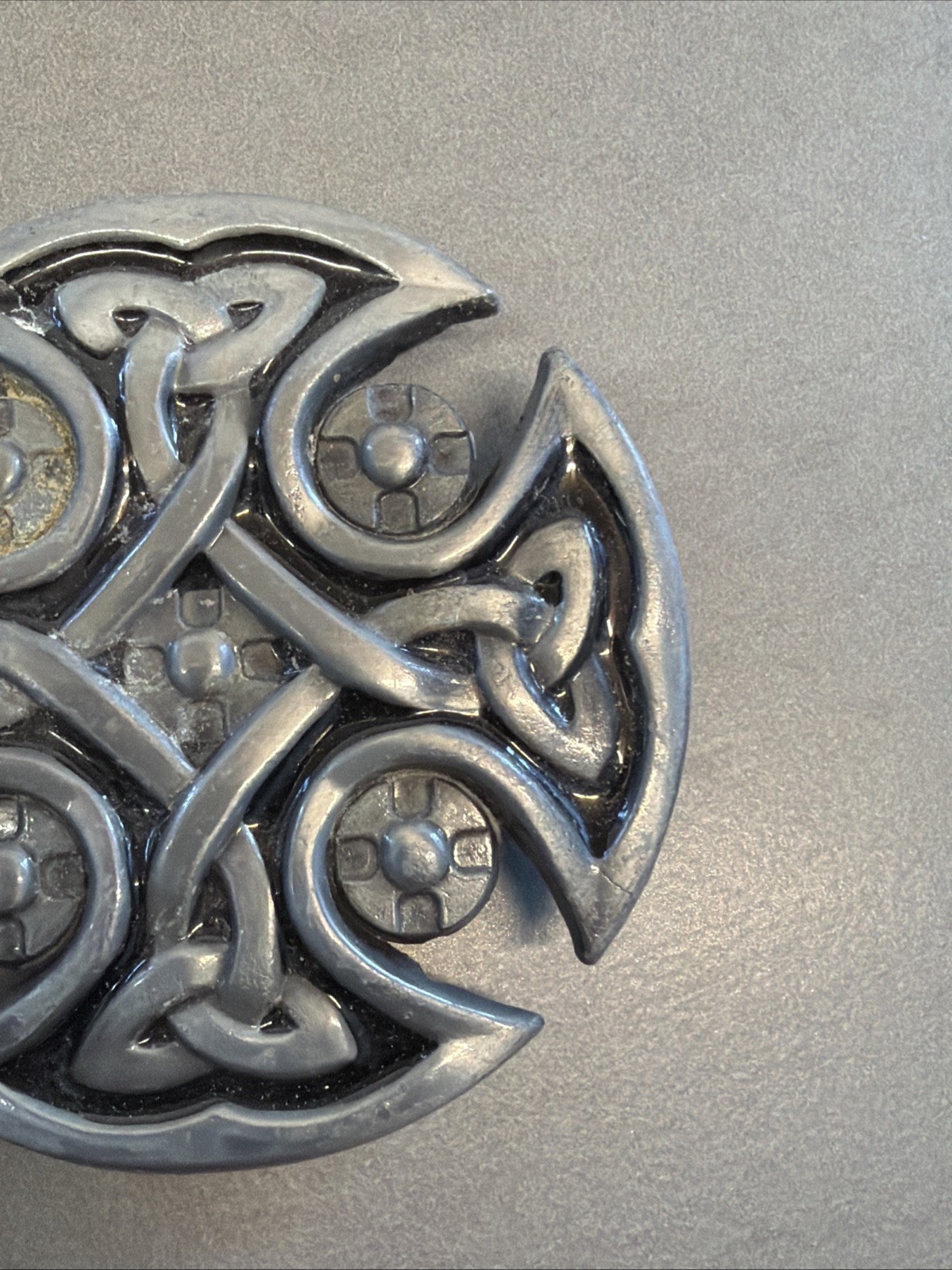 Celtic Knot Iron Cross Black Enamel Belt Buckle B10