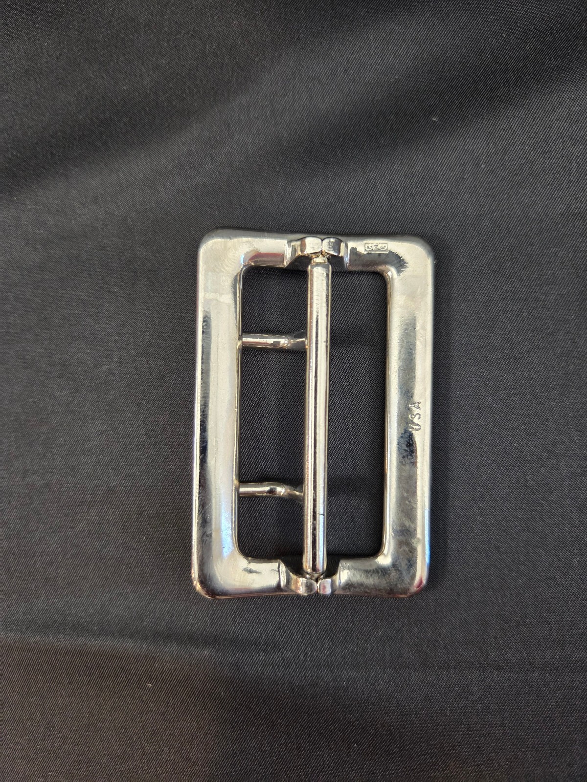 Sam Browne Belt Buckle Double Prong USA Heavy Duty 1.75 Inch Silver Tone