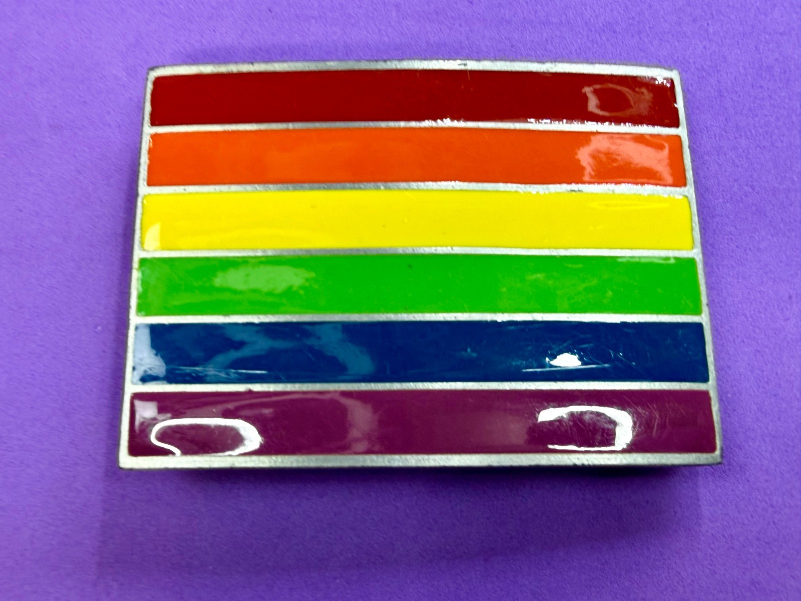 Rainbow Pride Flag LGBTQ Movement Enameled Great American Prod 2005 Belt Buckle