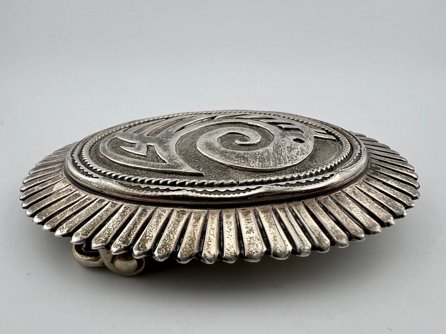 Vintage Nelson Piaso Signed Navajo Sterling Silver Belt Buckle 55.6g