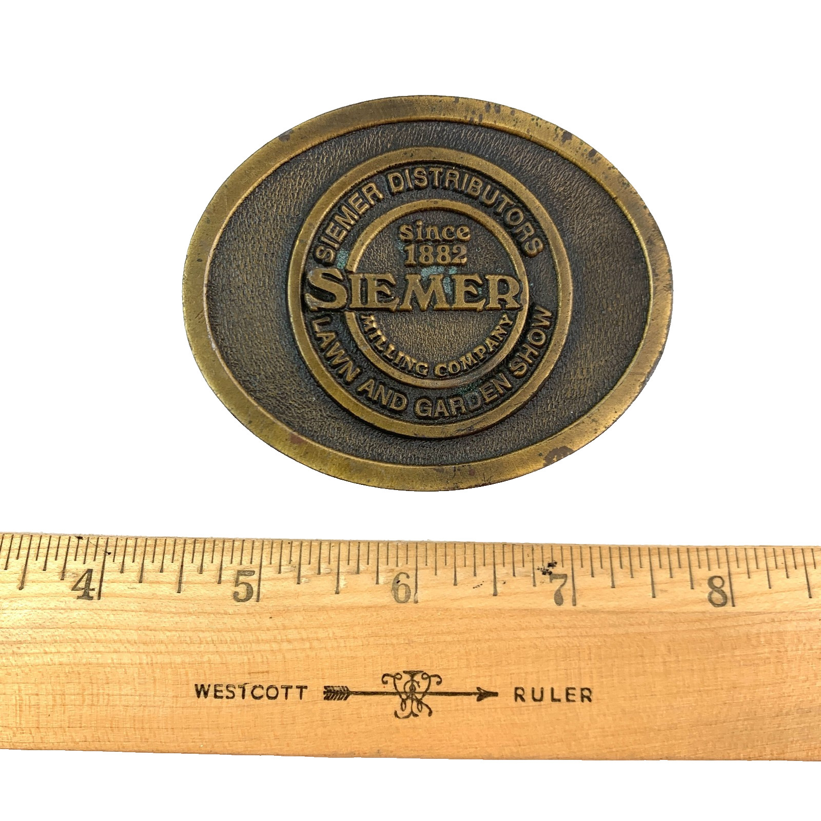 Vintage Siemer Lawn & Garden Show Oval Metal Belt Buckle CD Hit