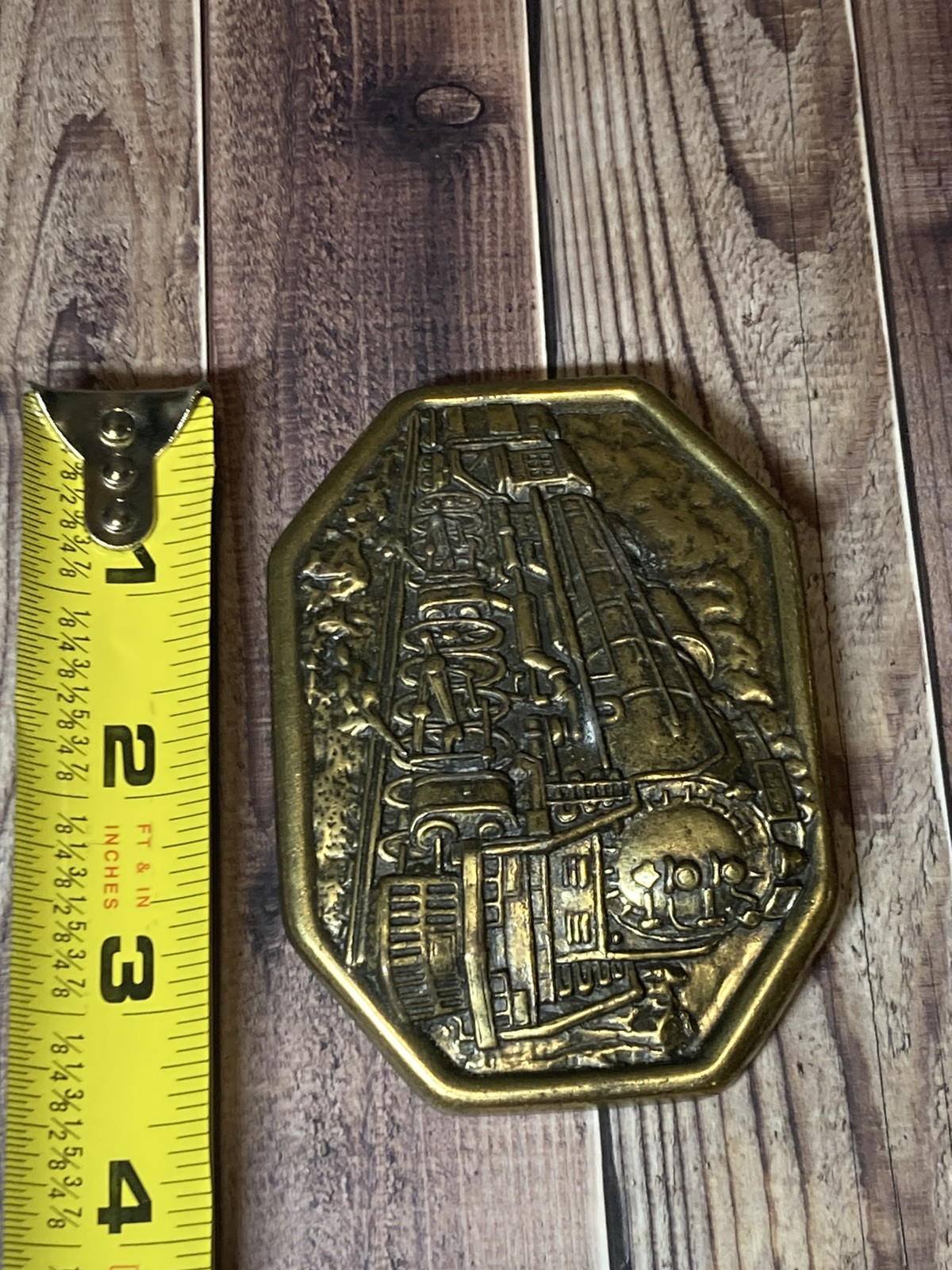 Vintage belt buckle RAILROAD locomotive BRASS train engine WESTERN cowboy