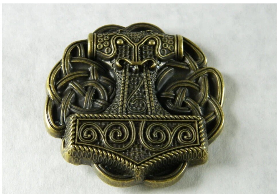 Thor&rsquo;s Hammer Mjolnir Bronze Pewter Belt Buckle