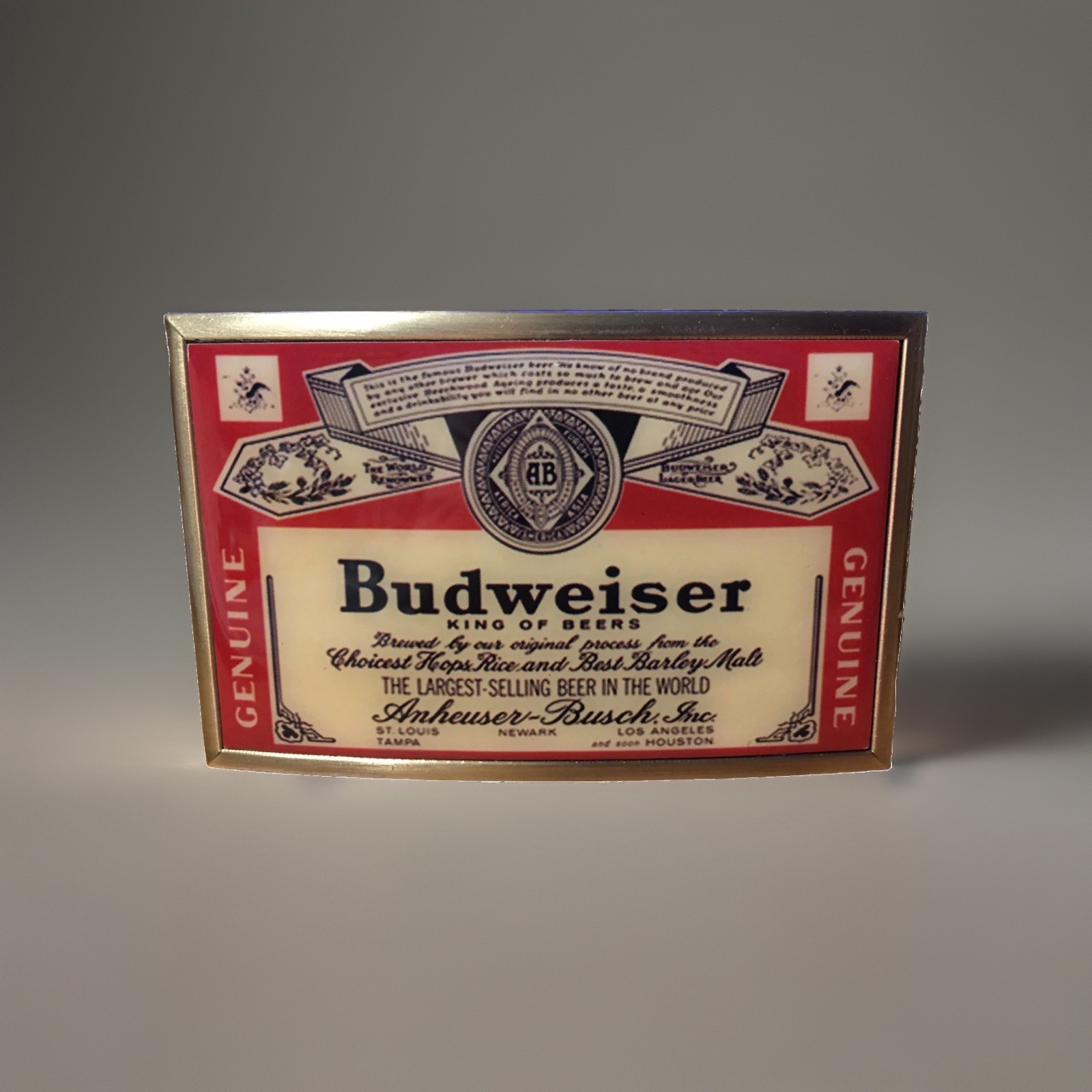 Set Of 2 Bradford Exchange Collectible Budweiser Beer Belt Buckles COA TEMPLATE
