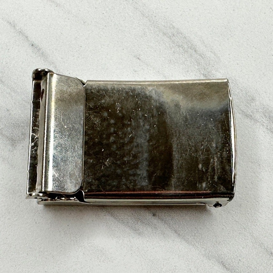 Silver Tone Web Clamp Military Style Slide Belt Buckle Simple Basic Unisex