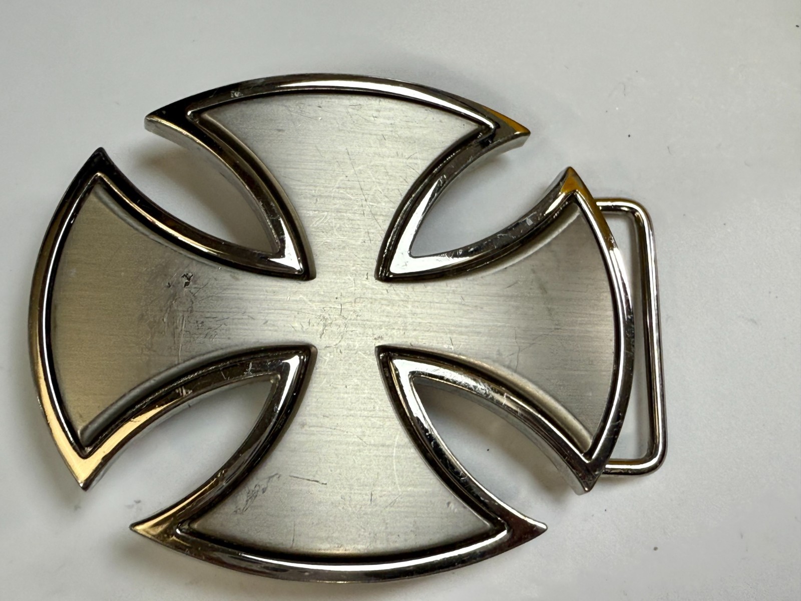 Maltese Iron Cross Religious Gothic Punk Vibe Cutout Silver Color Belt Buckle