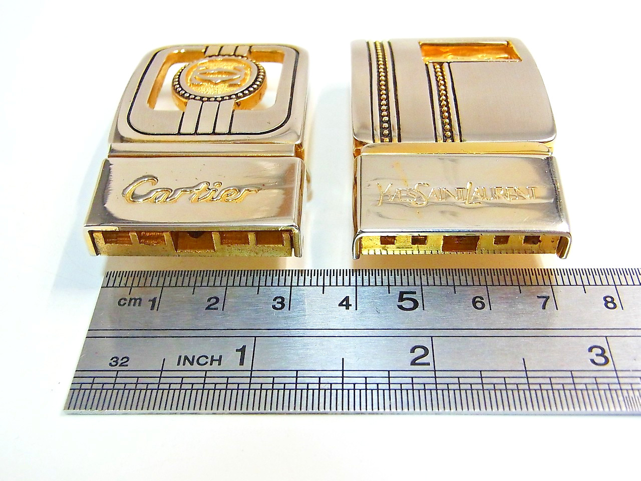 Vintage Cartier 2C & Yves Saint Laurent YSL Men&rsquo;s Unisex Clothing Belt Buckle 2p