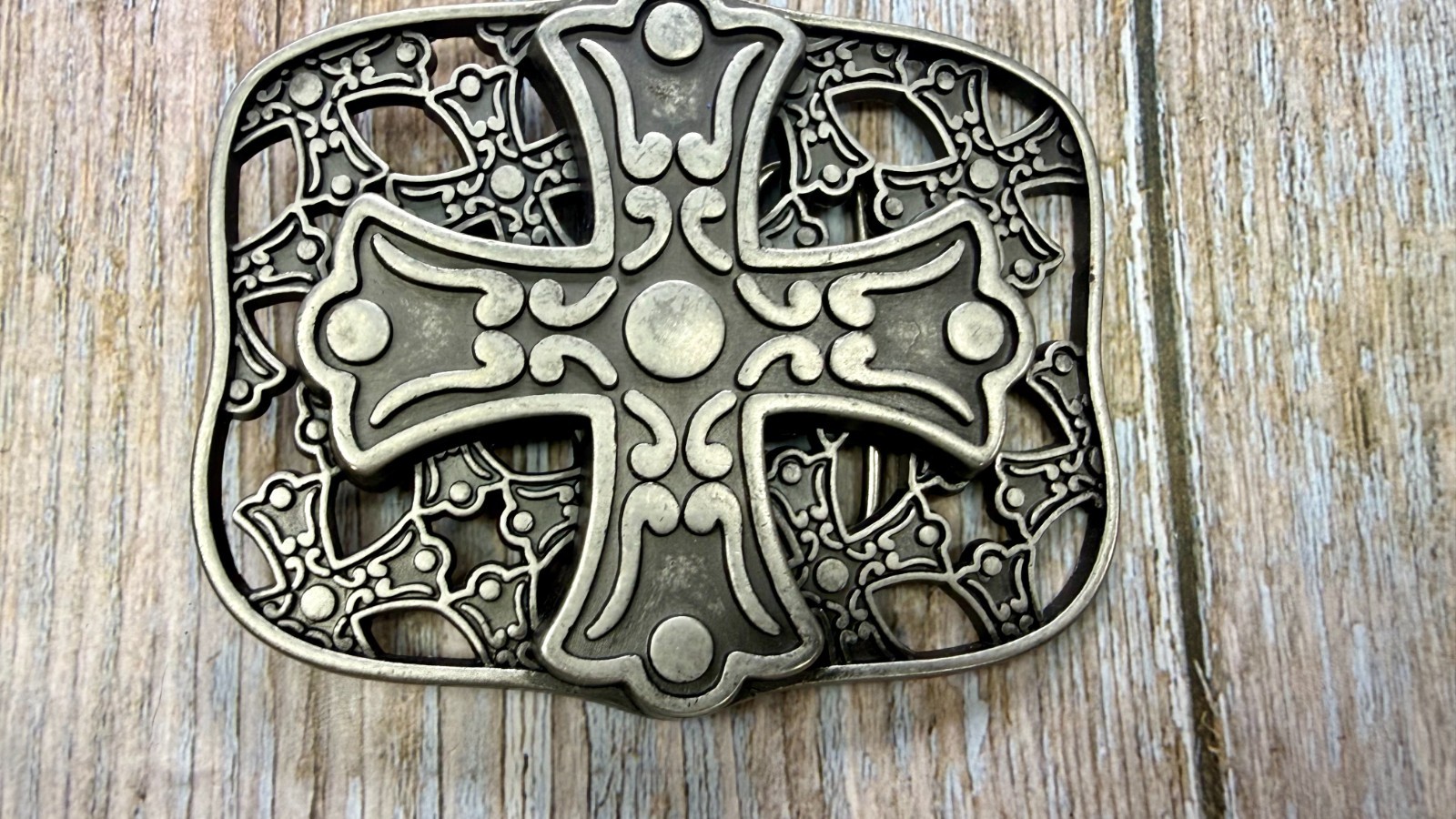 Openwork Iron Cross Medieval Religious Faith Symbol Gothic Biker Belt Buckle