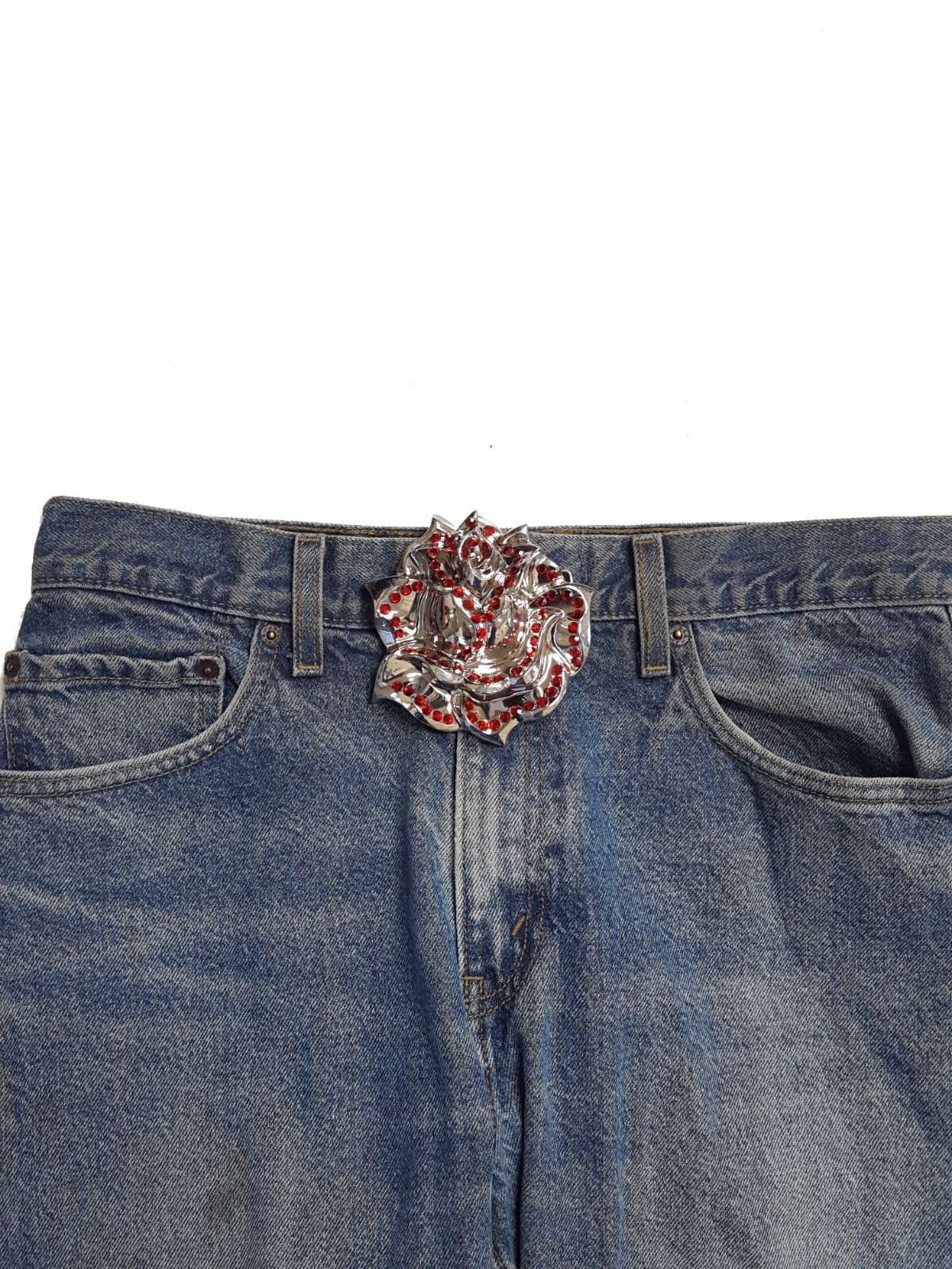 Big Rose Belt Buckle w. Crystals