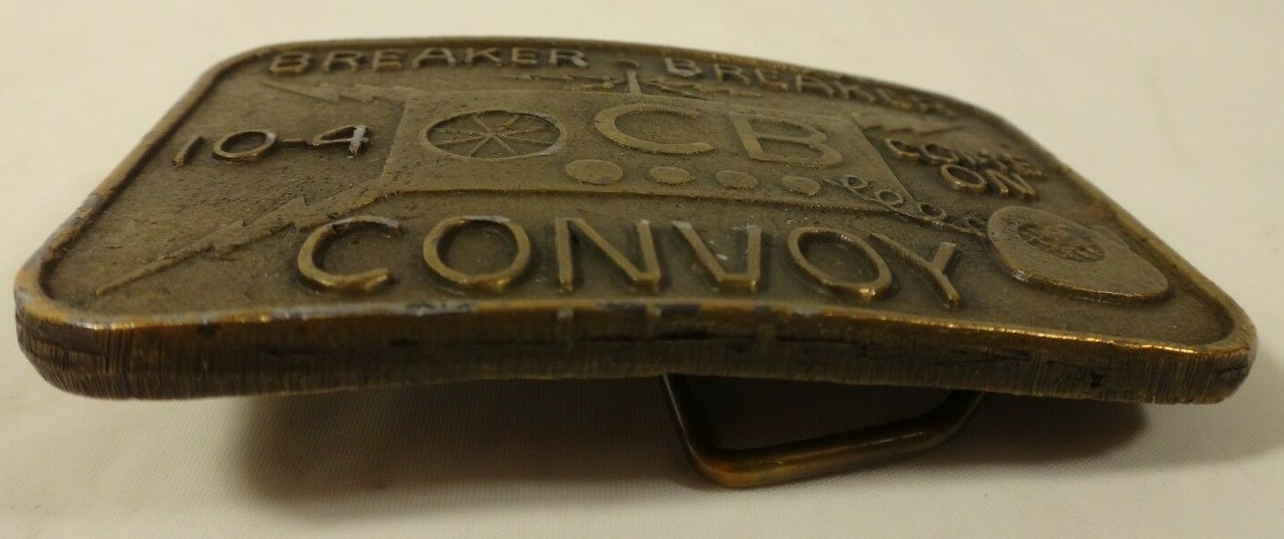 Vintage C B Convoy 10-4 Breaker Breaker Men Gold Brass Tone Belt Buckle Come On