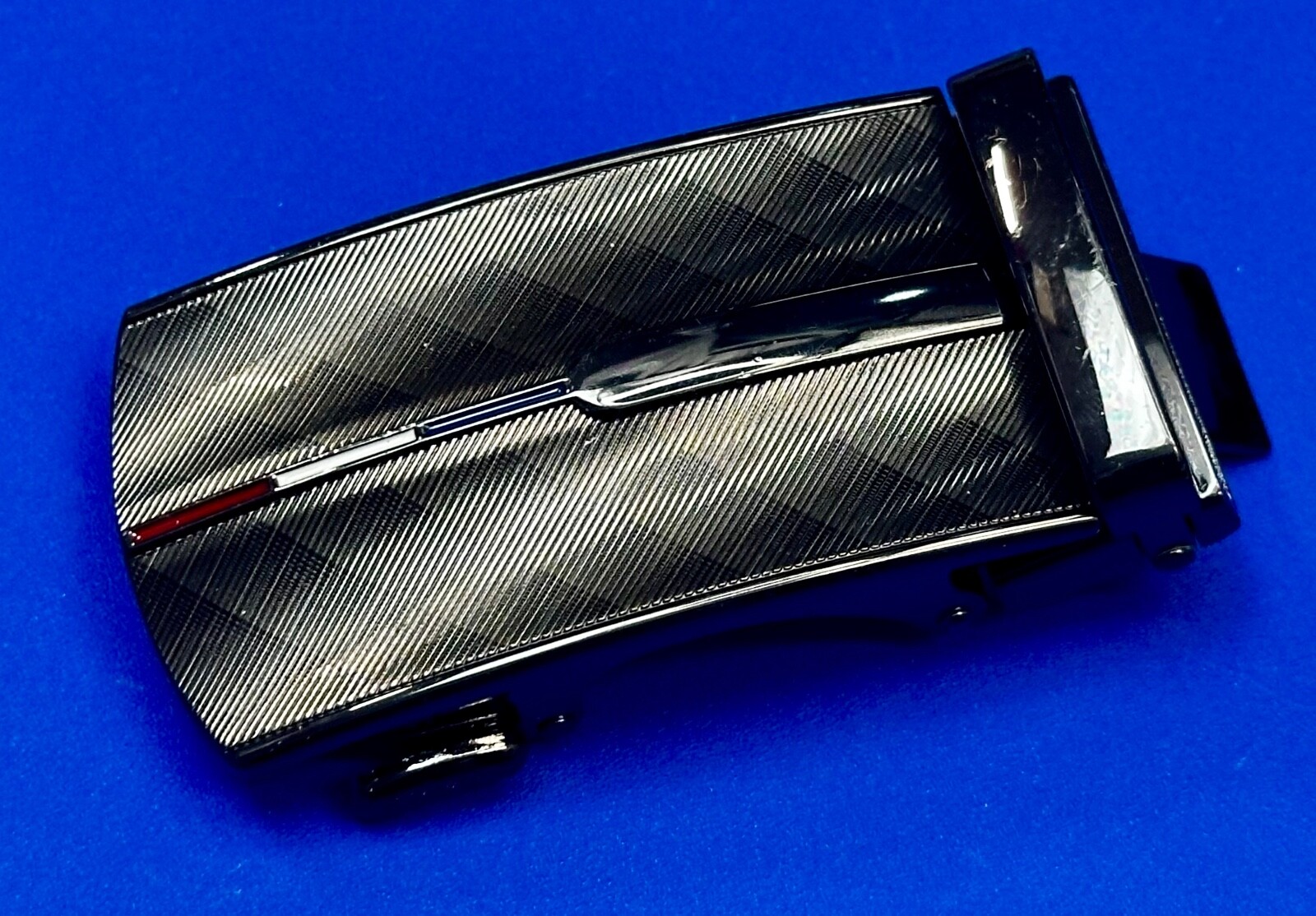 Mens Replacement Dress Style Nos Belt Buckle – Red White Blue Stripe