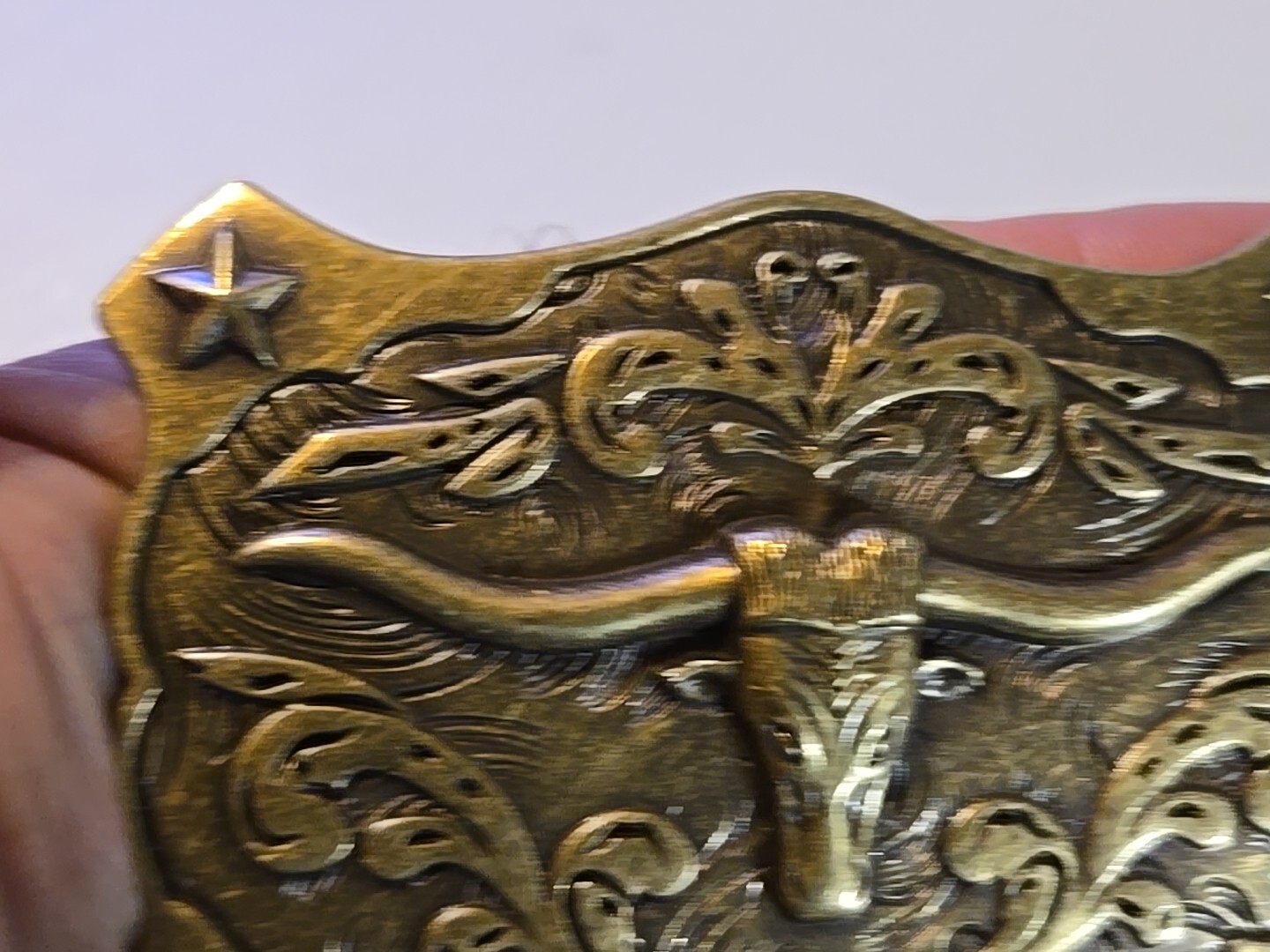 WESTERN LONGHORN BULL RODEO Metal Belt Buckle (BRASS LOOKING)