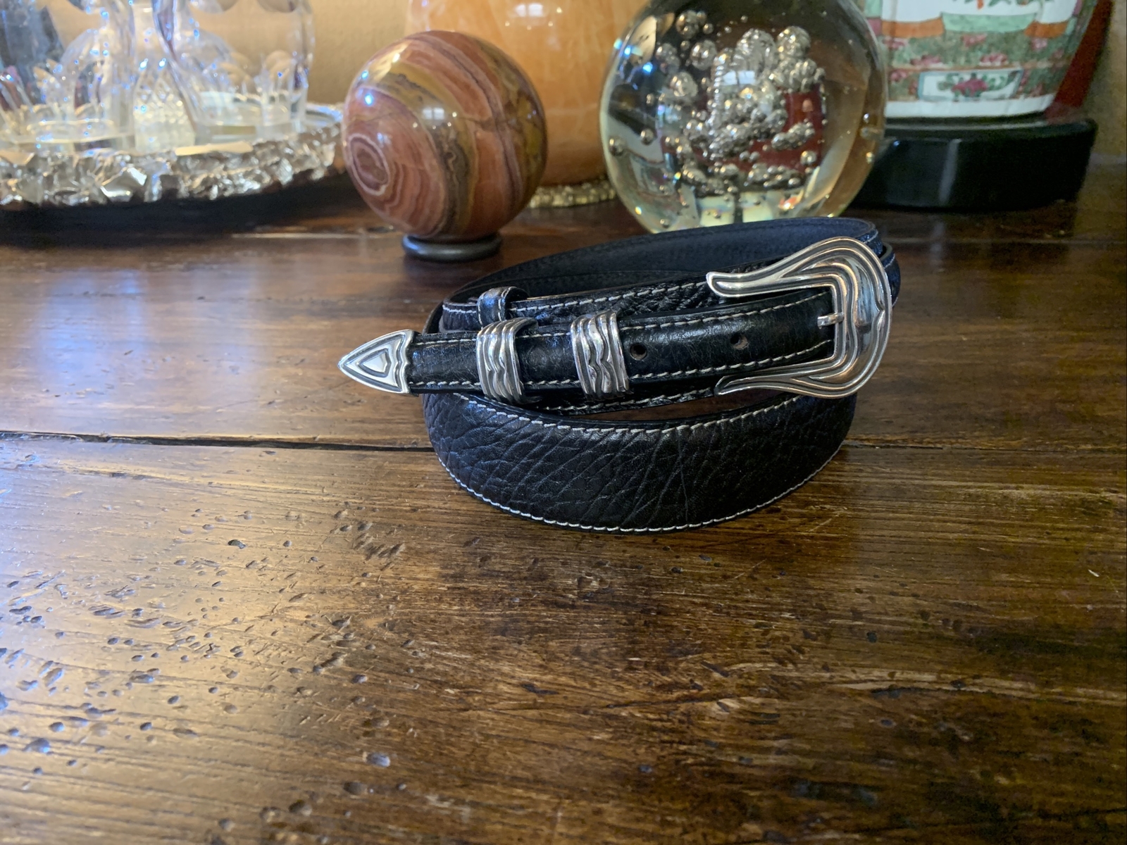Chacon James Reid style Sterling Silver Belt Buckle Set Nu 🦬34-37-1.3/8”✅