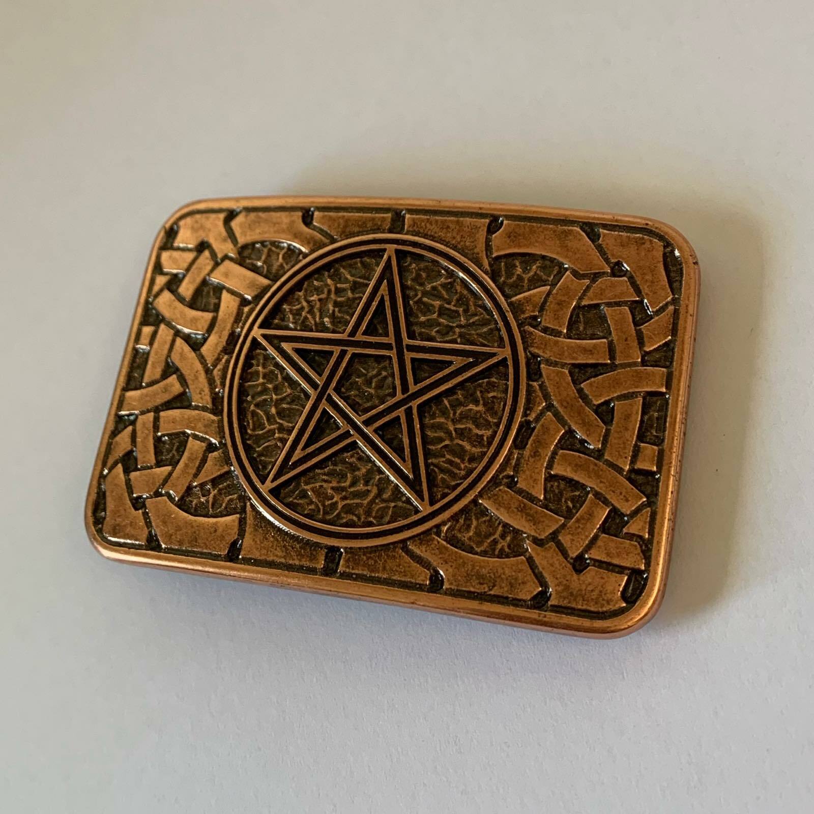Pentagram Celtic Knot Belt Buckle Five Pointed Star Rectangular Occult Wiccan