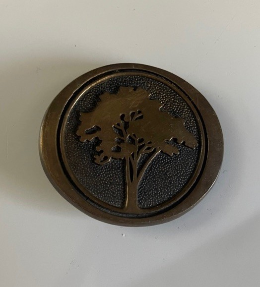 vintage USA made SOLID BRASS belt buckle TREE OF LIFE hippie boho WESTERN bts