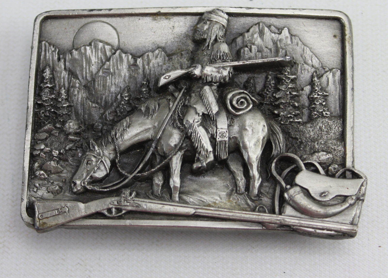 Vintage 3&Prime; American Frontier 1982 Belt Buckle Pewter