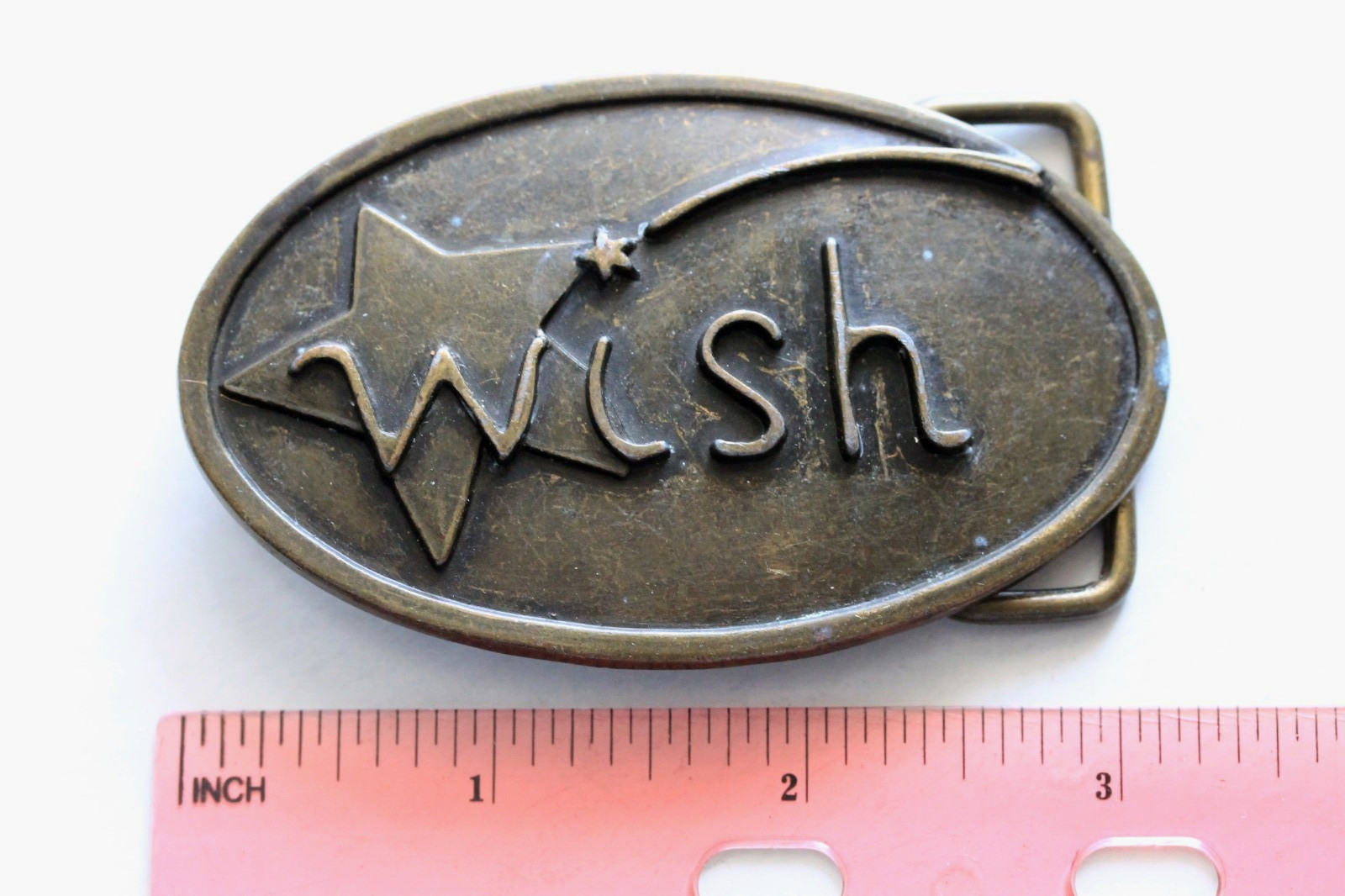 Vintage Wish upon a Star Brass Tone Belt Buckle