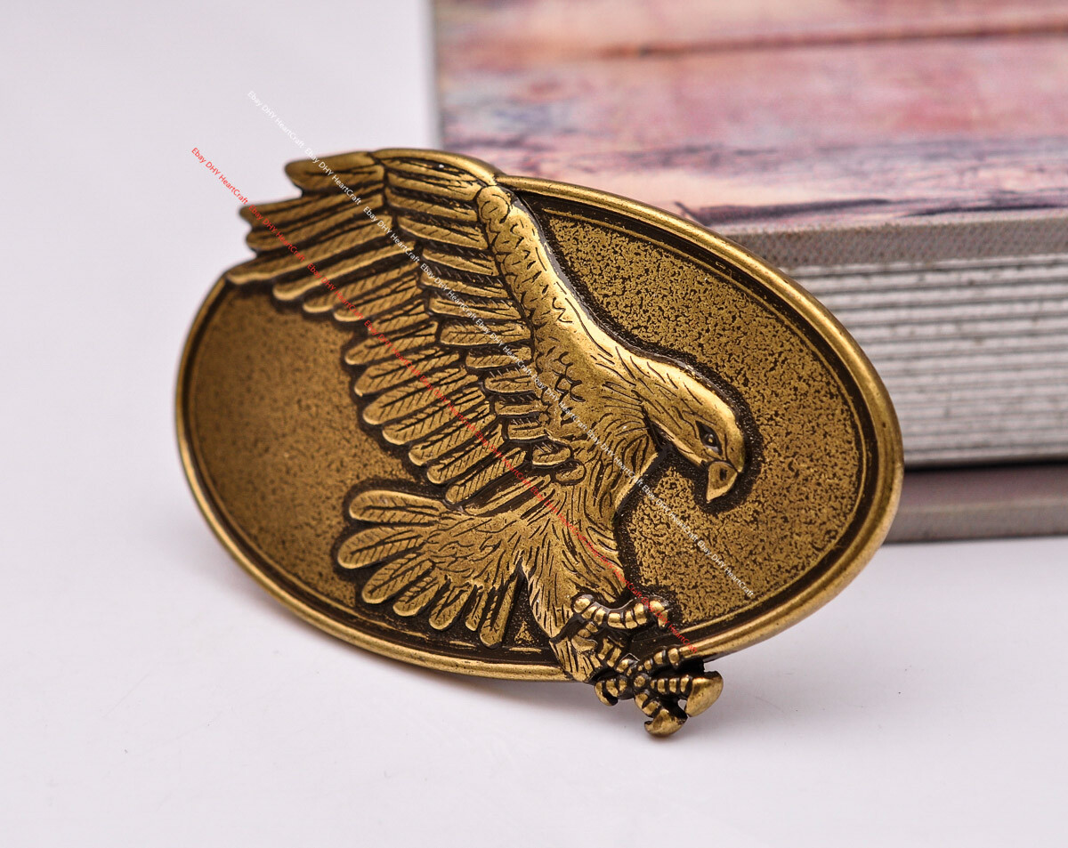 Retro Brass Fly Eagle DIY Leathercraft Western Cowboy Belt Buckle Fit 41mm Strap