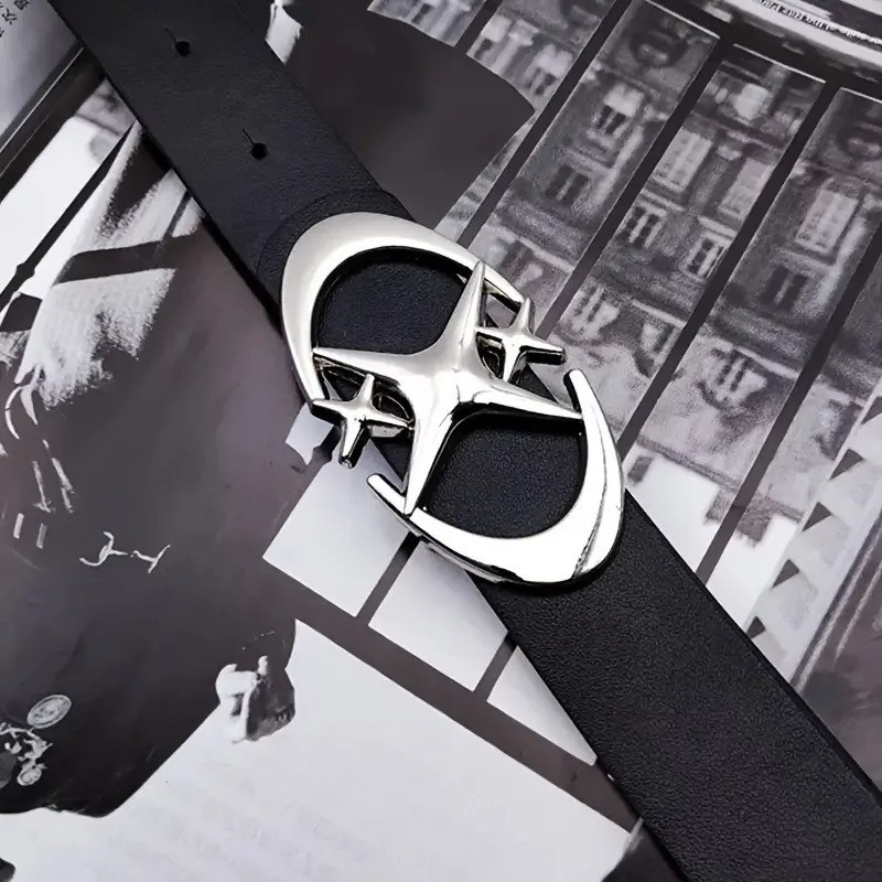 Stylish Oval Cross Buckle Belt Durable Simple Unisex Fashion Belt for Men Women