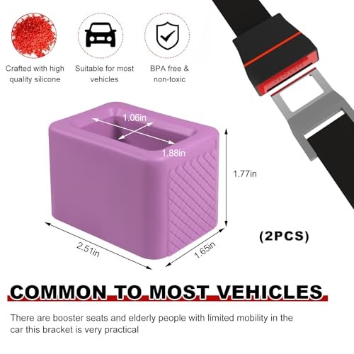 2 PCS Seat Belt Buckle Holder, Non-Slip Silicone Seatbelt Buckle Light Purple