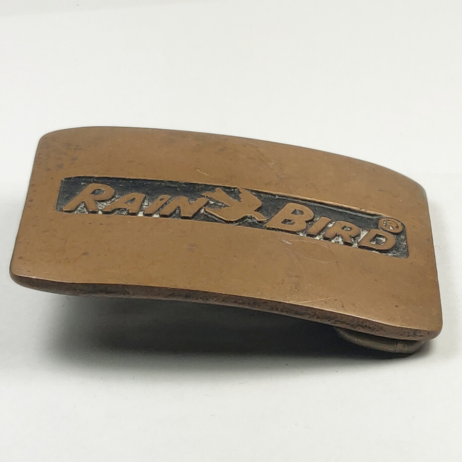 Vtg Rain Bird Logo Brass Belt Buckle