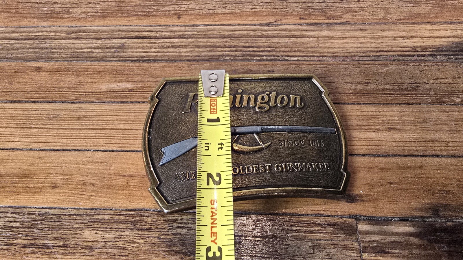 Vintage Remington Arms 1816 Flintlock Rifle belt Buckle 1976 USA Made Brass