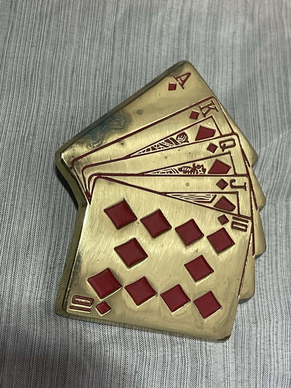 Vintage Baron 5937 Solid Brass Royal Flush Playing Cards Belt Buckle
