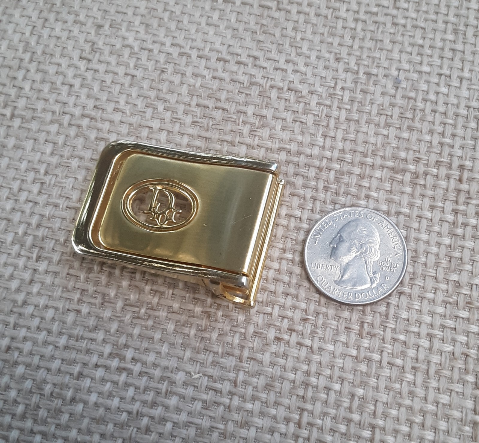 Men&rsquo;s Christian Dior Gold Toned Logo Sawtooth Clamp Belt Buckle Made in Spain