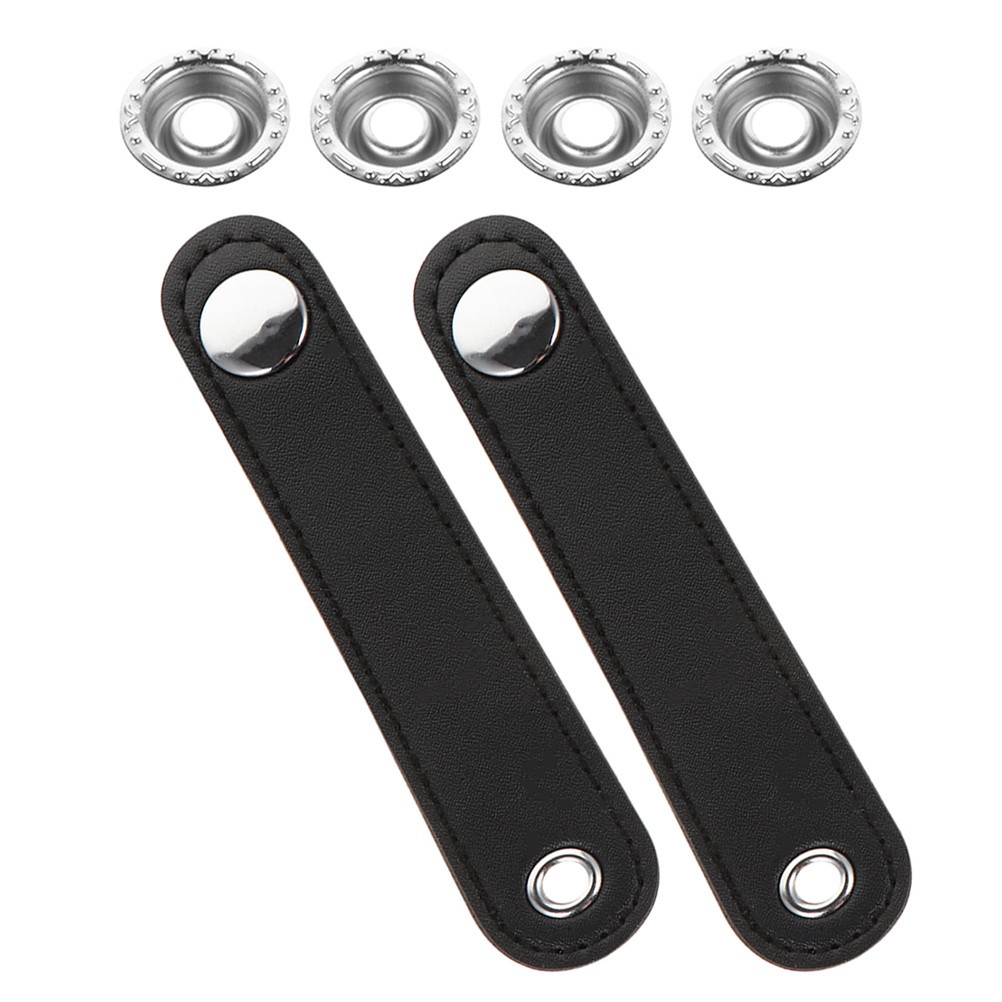 2Pcs Reusable Double Layer Accordion Bellows Buckle Straps Black for Instruments