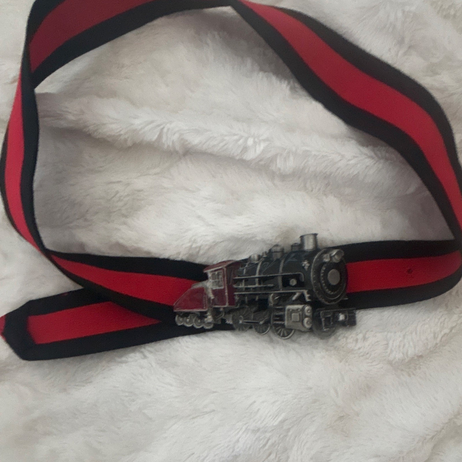 Steam Locomotive Train Metal Western Belt Buckle Black Red Silver 1.5in