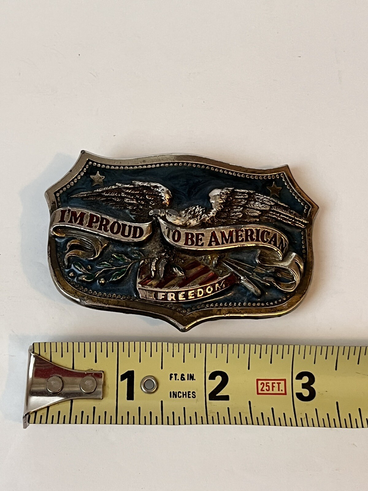 Vintage 1984 I&rsquo;m Proud To Be American Freedom Limited Serial #H1459 Belt Buckle