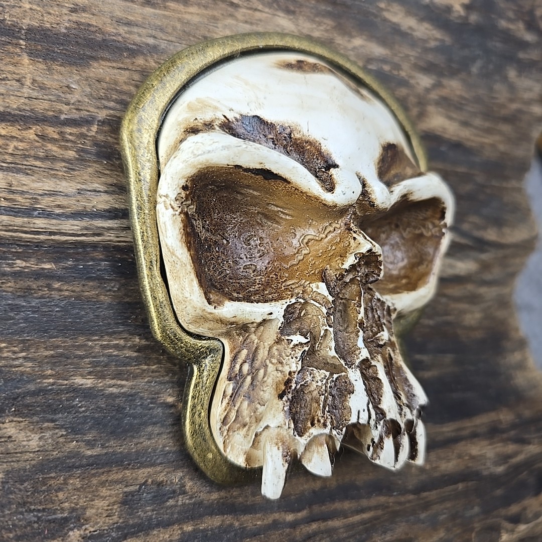 Large Skull Buckle Brass Tone Classico Italia A250