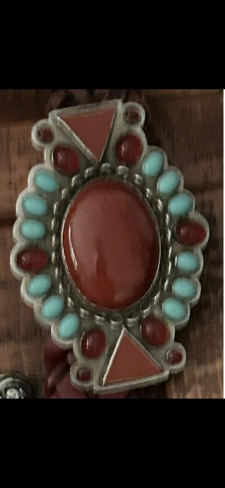 Western Belt Buckle Silver coral& Turquoise Stone Fits 1.5&Prime;Native American trib