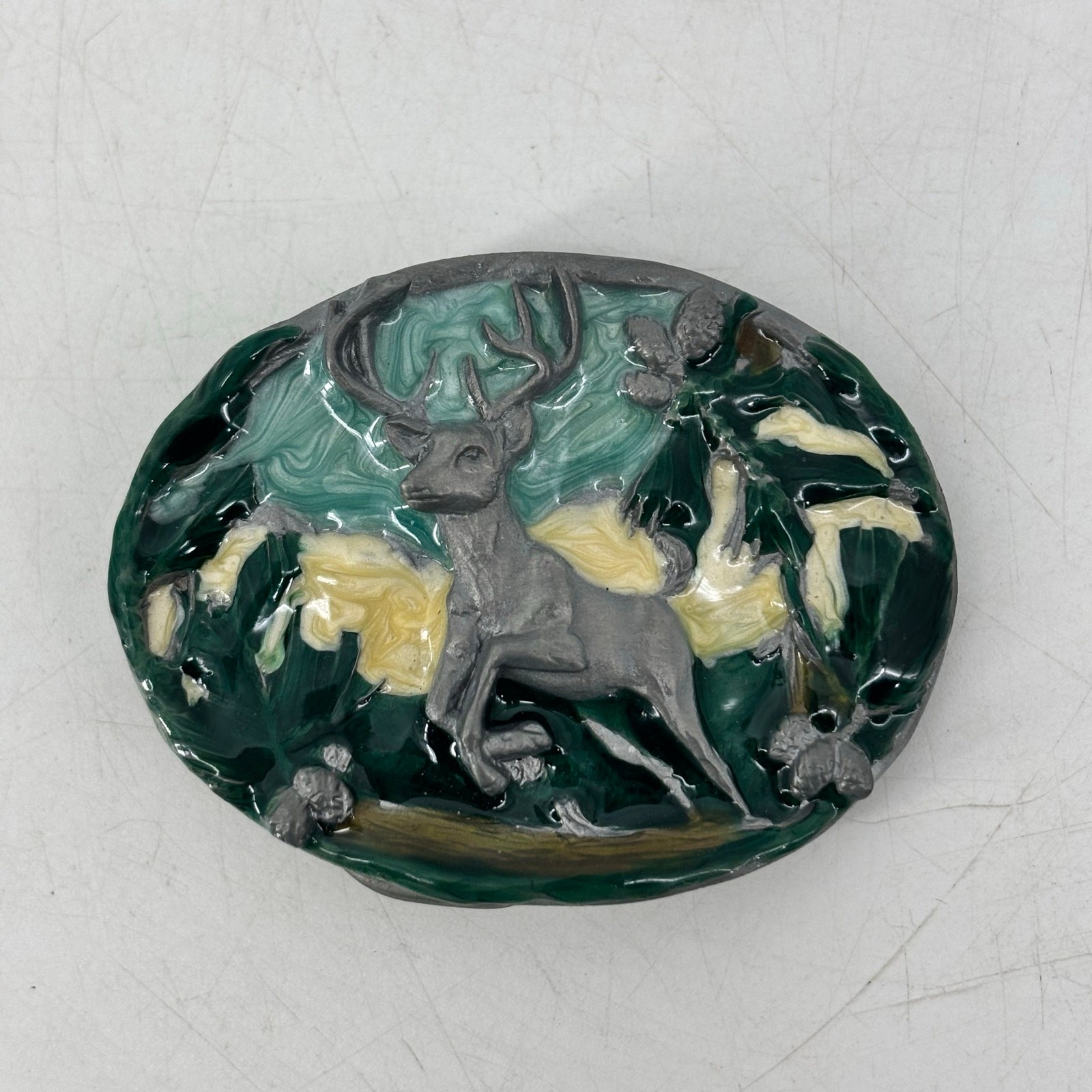 Great American Belt Buckle Jumping Deer Forest Woods Hunting