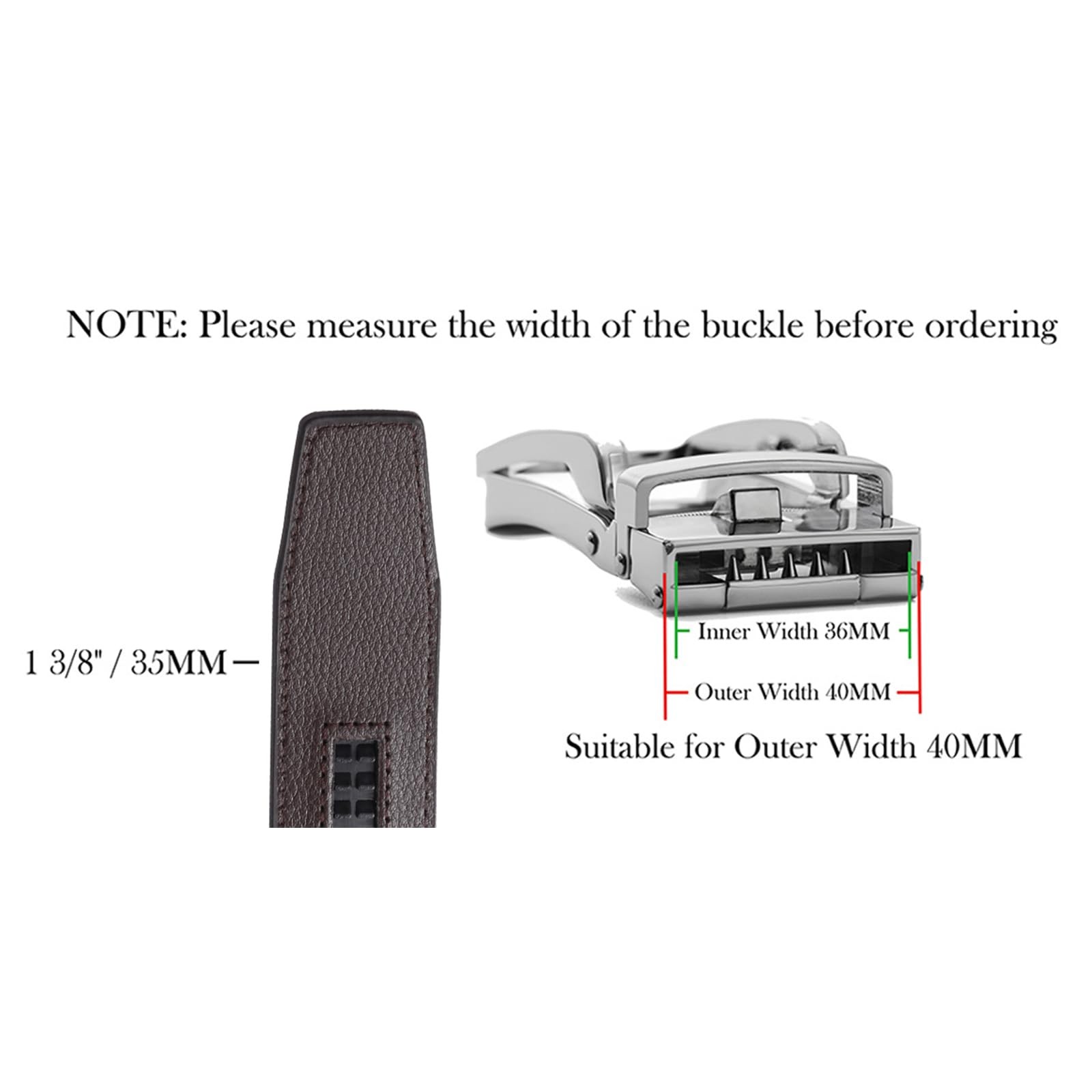SENDEFN 35MM Ratchet Belt Buckle Only for 1 For Width 1 3/8, A-black-1