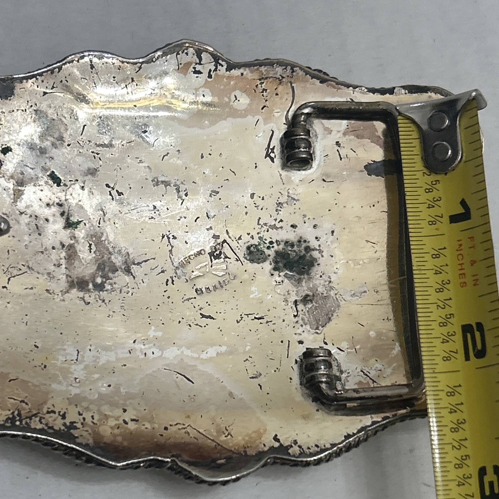 Vintage Texas, U.S. Flag Large Western Distressed Cowboy Buckle Made In Mexico