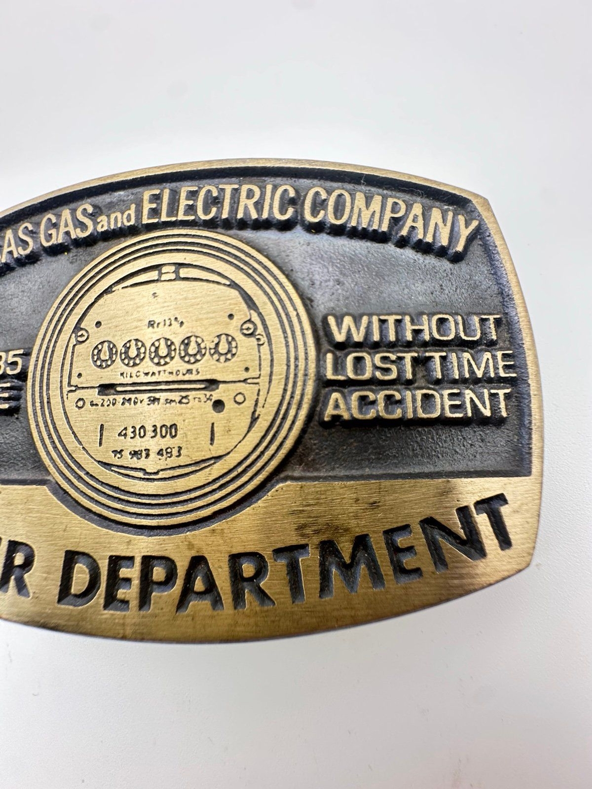 Vintage Kansas gas and electric company meter department belt buckle